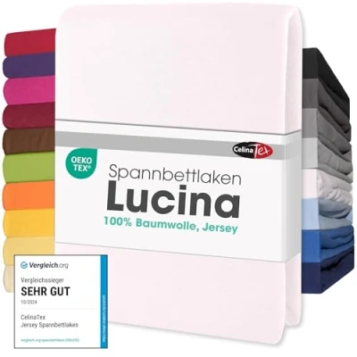Afbeelding van CelinaTex Lucina set van 3 hoeslakens, 60 x 140 120 70 cm, katoen, sneeuwwit