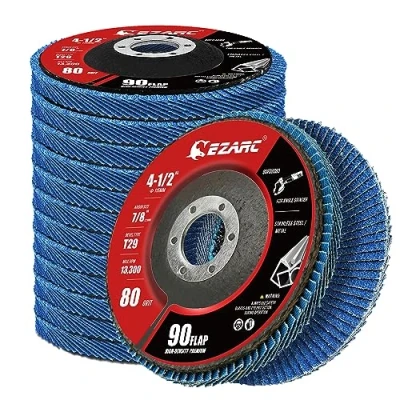 Afbeelding van EZARC Lamellenschijven 115 mm, korrel 80, zirkoniumdioxide, type 29, voor slijpen, ontroesten, afwerken, schuren en ontbramen, 12 stuks