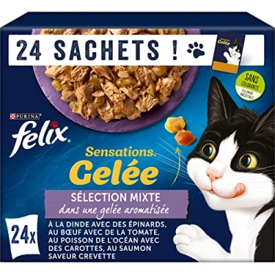 Afbeelding van 24x85g Gemende smaakvariaties in gelei Felix Kattenvoer