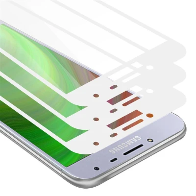 Afbeelding van Cadorabo 3x Screenprotector geschikt voor Samsung Galaxy J4 2018 Volledig scherm pantserfolie Beschermfolie in TRANSPARANT met WIT Getemperd (Tempered) Display beschermend glas 9H hardheid 3D Touch