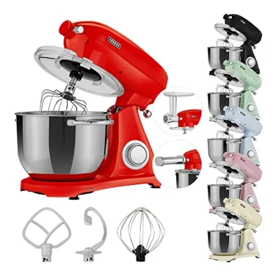Afbeelding van AREBOS Keukenmachine 1800W Keukenrobot 6L Keukenmixer Foodprocessor Roestvrij Stalen Mengkom 6 Snelheden Rood
