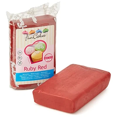 Afbeelding van FunCakes Suikerpasta, robijnrood, eenvoudig te bedienen, glad, flexibel, zacht, perfect voor taartdecoratie, halal koosjer, glutenvrij, 270 g