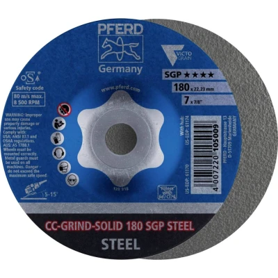 Afbeelding van PFERD 64187180 CC GRIND SOLID 180 SGP STEEL Schuurschijf Diameter mm Boordiameter 22.23 10 stuk(s)