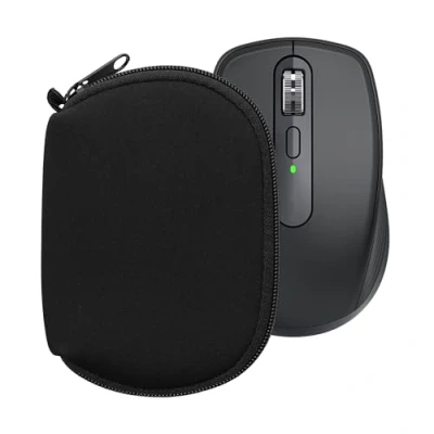Afbeelding van kwmobile computermuis hoes geschikt voor Logitech MX ANYWHERE 3 / 3S hoesje Muis beschermhoes met rits Mouse case van neopreen in zwart