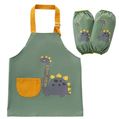 Afbeelding van mellystore Dinosaurus kinderschort, kinderschort met zakken en 2 mouwen, schilderschort voor kinderen, kookschort jongens, meisjes, om te koken, schilderen, handwerk, tuinieren (6 9