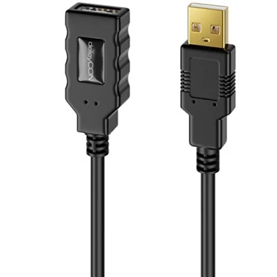 Afbeelding van deleyCON 10 m actieve kabel, USB 2.0, verlengkabel met signaalversterker, repeaterkabel, voor pc, computer, printerscanner,
