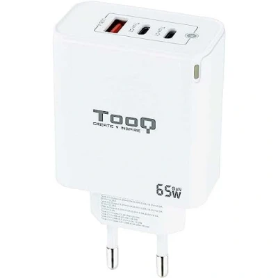 Afbeelding van TOOQ TQWC GANQC2PD65WT wandlader met 3 poorten, GaN technologie, 2 PD USB C poorten en 1 QC A 65 W, kleur wit