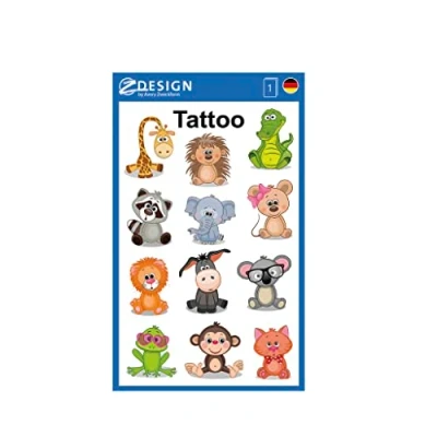 Afbeelding van Tattoo etiket Z design Kids pakje a 1 vel dieren