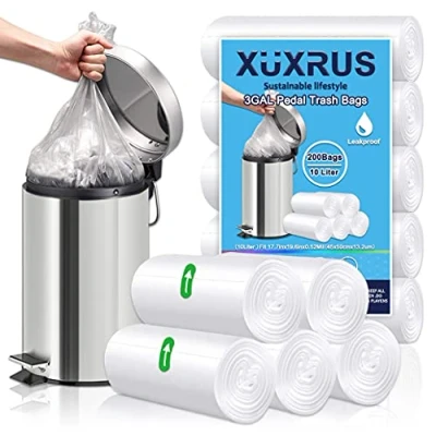 Afbeelding van XUXRUS 200 kleine pedaalemmerzakken van robuuste transparante kunststof voor badkamer, toilet, slaapkamer, kantoor, 10 15 liter, transparant
