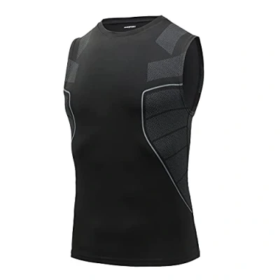 Afbeelding van AMZSPORT Heren compressieshirt Sports Tank Top mouwloos functioneel shirt loopshirt, 111006 zwart, XL