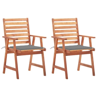 Afbeelding van Tuinstoelen 2 st met kussens massief acaciahout