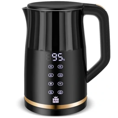 Afbeelding van ForMe Elektrische waterkoker van roestvrij staal, 1,7 l, temperatuurregeling, verstelbaar, 40 100 C, led temperatuurweergave, warmhoudfunctie, kookbescherming, theepot BPA vrij