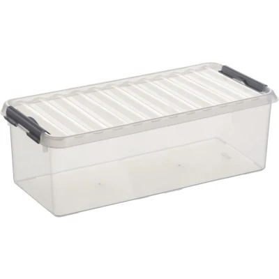 Afbeelding van Sunware Q line opbergbox 9,5L transparant metaal 48,5 x 19 14,7 cm