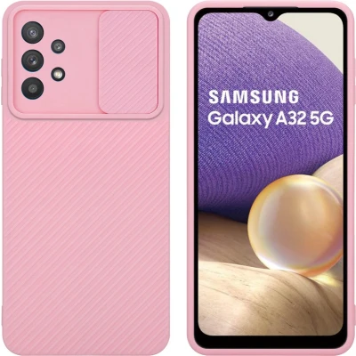 Afbeelding van Cadorabo Hoesje geschikt voor Samsung Galaxy A32 5G in Bonbon Roze Beschermhoes van flexibel TPU silicone Case Cover en met camerabescherming