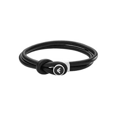 Afbeelding van Emporio Armani heren EGS2212040 Wikkelarmband van leer met logo