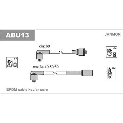 Afbeelding van JANMOR ABU13 Bougiekabelset VOLKSWAGEN: Golf 3, 4 Cabrio, 3 Cabrio