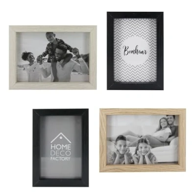 Afbeelding van THE HOME Deco Factory HD4227 Fotolijst, set met 4 verschillende weergaven, 10 x 15 cm en 2 weergaven 13 18 cm, hout, beige zwart, H 22 5 28