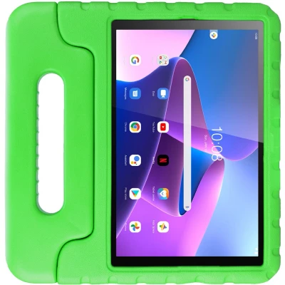 Afbeelding van HappyCase Kinder Tablethoes Geschikt voor Lenovo Tab M10 Gen 3 (10.1) Kindvriendelijke Hoes Beschemhoes Kinderhoes met Handvat en Standaard Groen