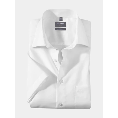 Afbeelding van OLYMP Luxor Shirt Comfort fit Wit Korte Mouw maat 42 Heren Overhemden Formeel Effen met Pasvorm Strijkvrij katoen