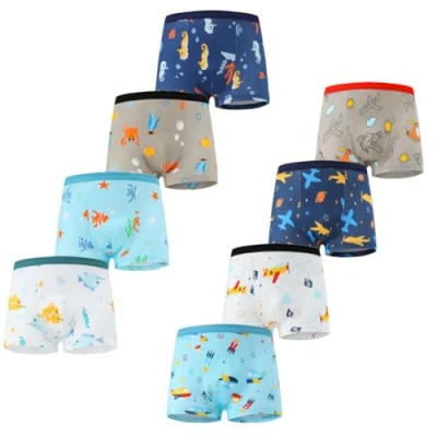 Afbeelding van FedMois Jongensslipje, katoen, boxershorts, ondergoed, 3 11 jaar, 8 stuks, vliegtuigen en schepen