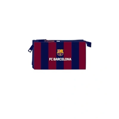Afbeelding van Pennenetui met 3 vakken F.C. Barcelona 24/25 Kastanjebruin Marineblauw 22 x 12 cm