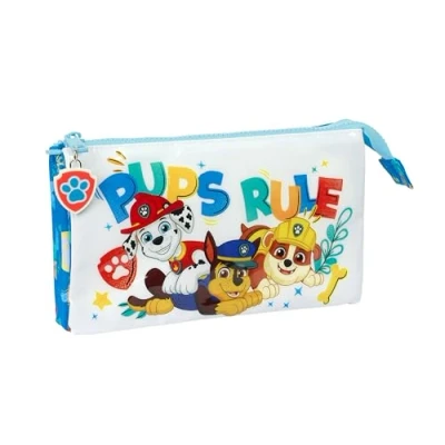 Afbeelding van Pennenetui met 3 vakken The Paw Patrol Pups rule Blauw 22 x 12 cm