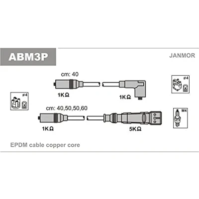 Afbeelding van JANMOR ABM3P Bougiekabelset AUDI: 80 B4 Saloon, Coupe B2, B2