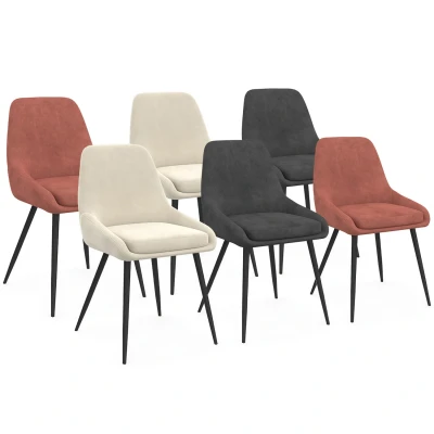 Image de Lot de 6 chaises THALYA en velours mix color gris foncé x2, terracotta beige x2 avec accoudoirs IDMarket