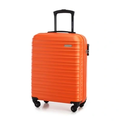 Image de WITTCHEN Valise de voyage Bagage à main cabine rigide ABS 4 roulettes pivotantes Serrure combinaison Poignée télescopique GROOVE Line Taille S Orange Brussels Airlines/Ryanair/TUI fly Belgium