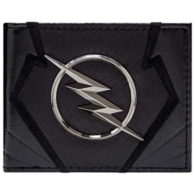 Afbeelding van The Flash Zoom Emblem Jay Garrick Tweevoudige portemonnee voor identiteitskaart en identiteitskaart, zwart, één maat, 2 kleppen, zwart., Dubbel gevouwen