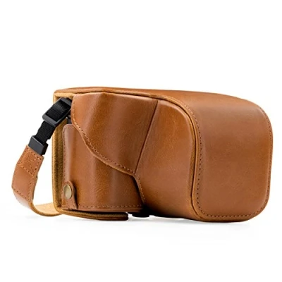 Image de MegaGear Etui souple en cuir pour, Housse pour Sony Alpha A6000, A6300 avec 16 50mm (Brun Clair)
