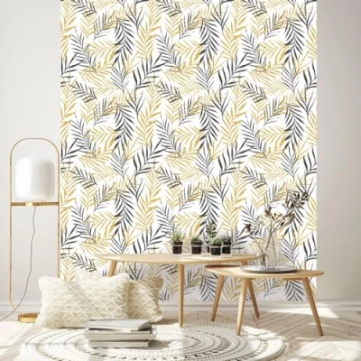 Afbeelding van Papier peint intissé pré encollé FEUILLES de PALMIERS TROPICAUX 1 rouleau 300x60cm