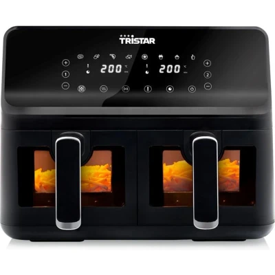 Afbeelding van Airfryer XXL Tristar FR 9040 Dubbele met Kijkvenster Heteluchtfriteuse 2 x 4 liter 8 programma&#039;s Twee onafhankelijke kookzones Zwart