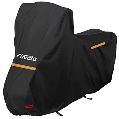 Afbeelding van Favoto Motorhoes 210D Oxford met reflecterende strepen voor voorruit, waterdicht, stof, regen, wind, 245 x 105 160 cm, zwart