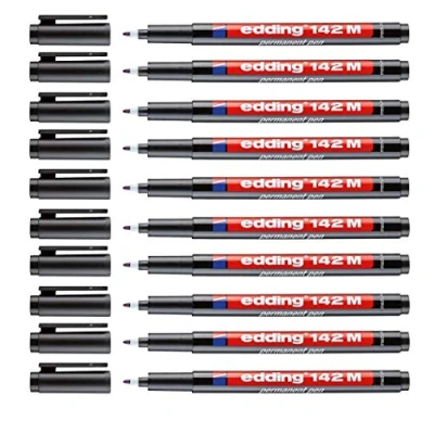 Afbeelding van Edding Permanent Pennen, 1 mm, Zwart, 10 Stuk