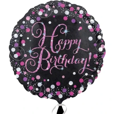 Afbeelding van Helium ballon Sparkling Roze Happy Birthday 45cm