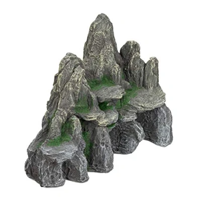 Image de Relaxdays décoration d&#039;aquarium roche avec grottes Accessoire de pour aquarium et terrarium Hauteur : 21 cm Gris Vert