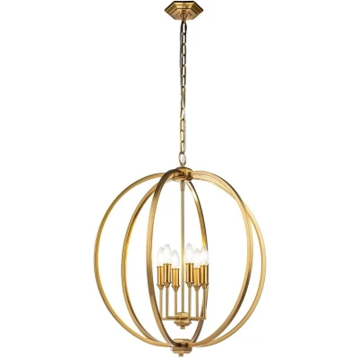 Afbeelding van Feiss LED Pendelarmatuur Corinne 6X E14 Max 60W Dimbaar Burnished Brass