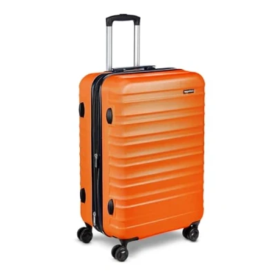 Image de Amazon Basics Valise rigide en ABS à 4 roulettes, 68 cm, orange brûlé