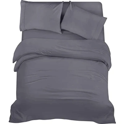 Afbeelding van Utopia Bedding Beddengoed set Geborsteld Microvezel Polyester Dekbedovertrek (200x200cm), Hoeslaken (135x190cm) met Kussenslopen (50x75cm), Grijs