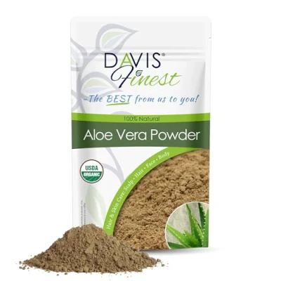 Afbeelding van Davis Finest Biologisch aloë vera poeder, 250 g, 100% puur natuurlijk blad, haar en huid, ayurvedisch, gezichtsmasker