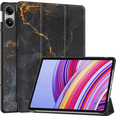 Afbeelding van imoshion Tablet Hoes Geschikt voor POCO Pad, Xiaomi Redmi Pad Pro Design Trifold Bookcase Black Marble