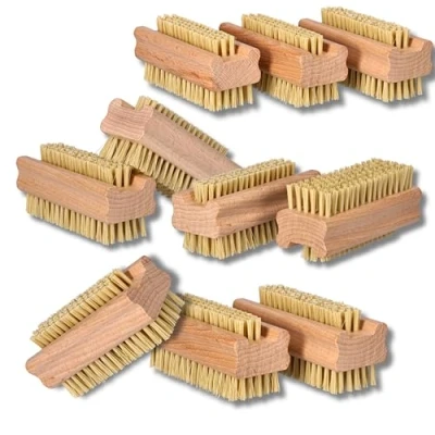 Afbeelding van ToolSpace 10 x nagelborstel van beukenhout, mix, robuust, Agawa Tapica, synthetische borstelharen, reinigingsborstel voor het reinigen nagels, vuil, manicure, pedicure