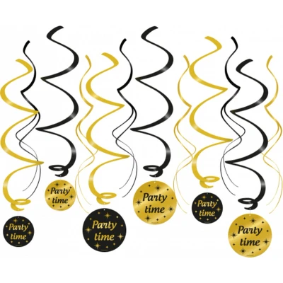 Afbeelding van Hangdecoratie Swirls Party Time Classy 70x14cm 6 stuks