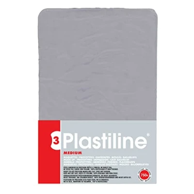Afbeelding van Plastiline® 7655T kunststof plaat modelleermassa, hoge precisie sculpturen, vormen hardheidsgraad 3 (medium) 750 g kleur lichtgrijs geproduceerd in Frankrijk