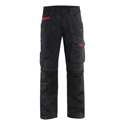 Image de Pantalon services stretch noir/rouge
