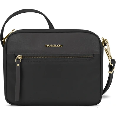 Afbeelding van Travelon anti theft Addison Small Crossbody Schoudertas, uniseks, zwart., kleine diefstal schoudertas