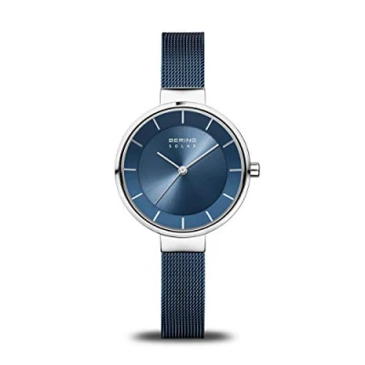Afbeelding van BERING Dameshorloge analoog Solar Collection horloge met armband van roestvrij staal en saffierglas 14631, Blauw, Blauw