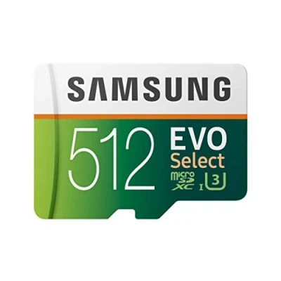 Afbeelding van Samsung EVO Select microSDXC UHS I U3 geheugenkaart 100MB/s Full HD en 4K UHD incl. SD adapter (MB ME512HA/EU)