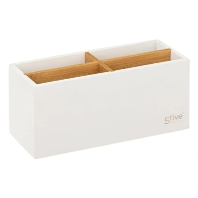 Afbeelding van 5Five Organizer 4 vakken Bamboe Hout Wit 21 x 8 9 cm